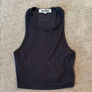 Joah Brown Ribbed Crop Tank Top